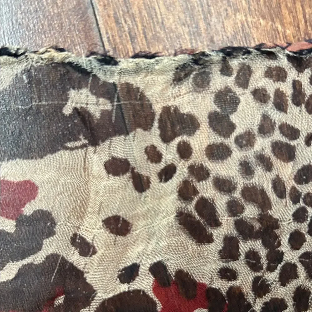 Leopard Print Oversized Rectangle Silky Scarf, Hand Rolled